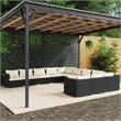 vidaXL 11 Piece Steel Garden Lounge Set in Black/Cream