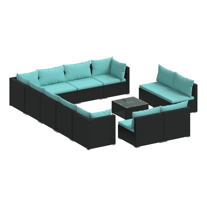 vidaXL 13 Piece Steel Garden Lounge Set in Black