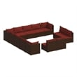 vidaXL Steel Large Garden Lounge Set in Red/Brown