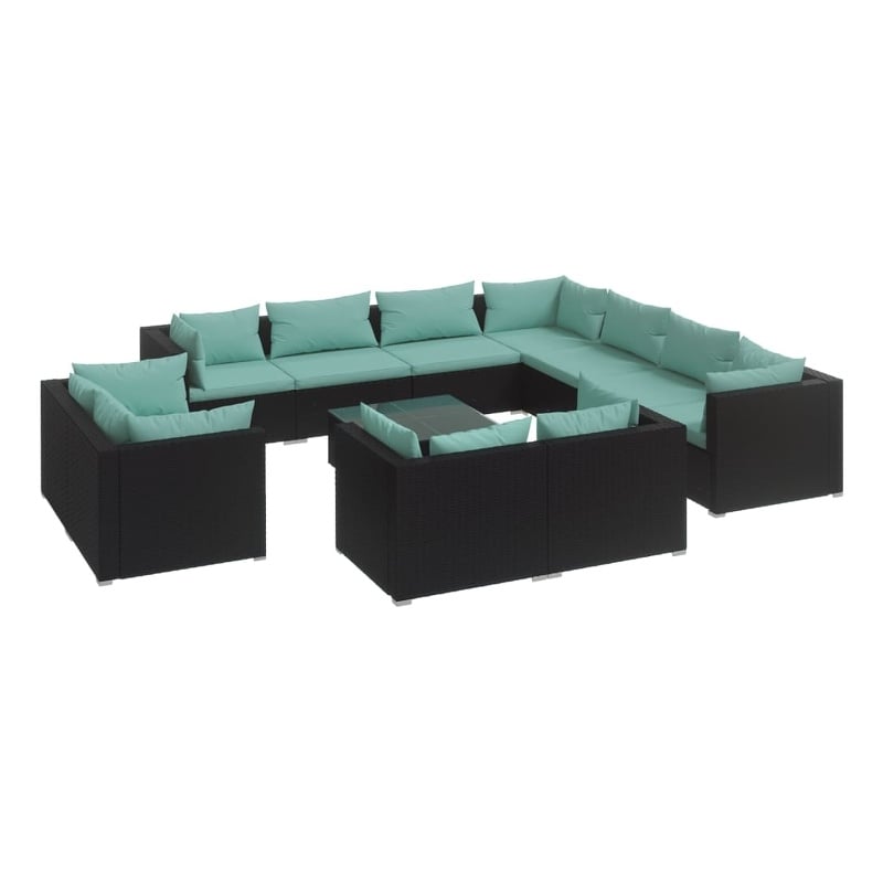 vidaXL 12 Piece Steel Garden Lounge Set in Black/Blue