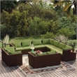 vidaXL 12 Piece Poly Rattan Large Garden Lounge Set in Brown