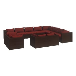 vidaXL 12 Piece Steel Garden Lounge Set in Red/Brown