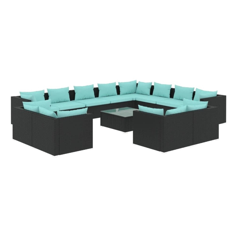 vidaXL Large Garden Lounge Set in Black/Blue