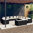 vidaXL 13 Piece Poly Rattan Garden Lounge Set in Black/Cream
