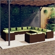 vidaXL 13 Piece Steel Garden Lounge Set in Green/Brown