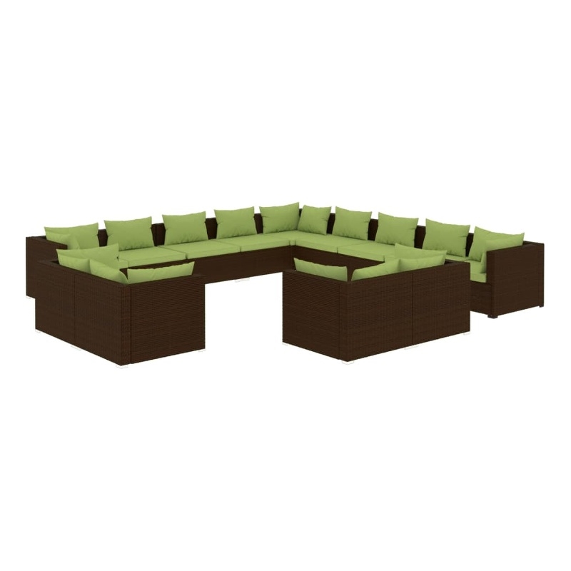 vidaXL 13 Piece Steel Garden Lounge Set in Green/Brown