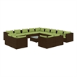 vidaXL 14 Piece Steel Garden Lounge Set in Green/Brown