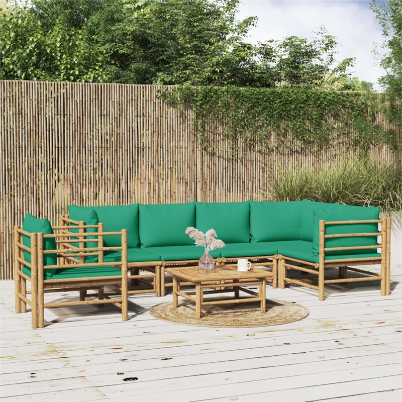 vidaXL 7 Piece Bamboo Garden Lounge Set in Brown/Natural