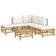 vidaXL 6 Piece Bamboo Medium Garden Lounge Set in White/Cream