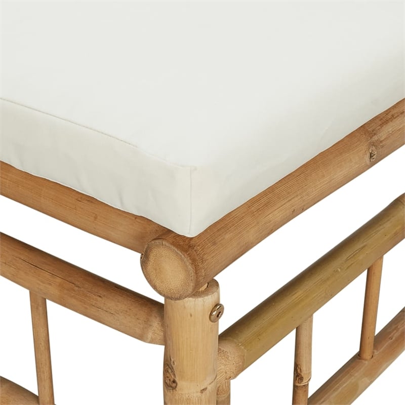 vidaXL Bamboo Sofa in White/Cream/Natural