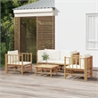 vidaXL 5 Piece Bamboo Small Garden Lounge Set in White/Cream