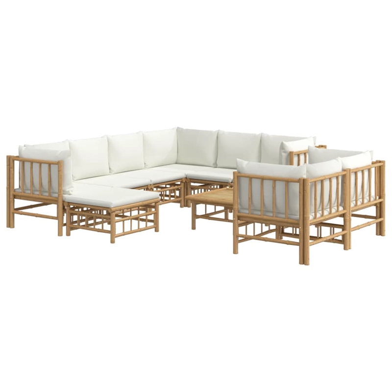 vidaXL Bamboo Large Garden Lounge Set in Cream