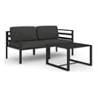 vidaXL 3 Piece Aluminum Medium Garden Lounge Set in Anthracite