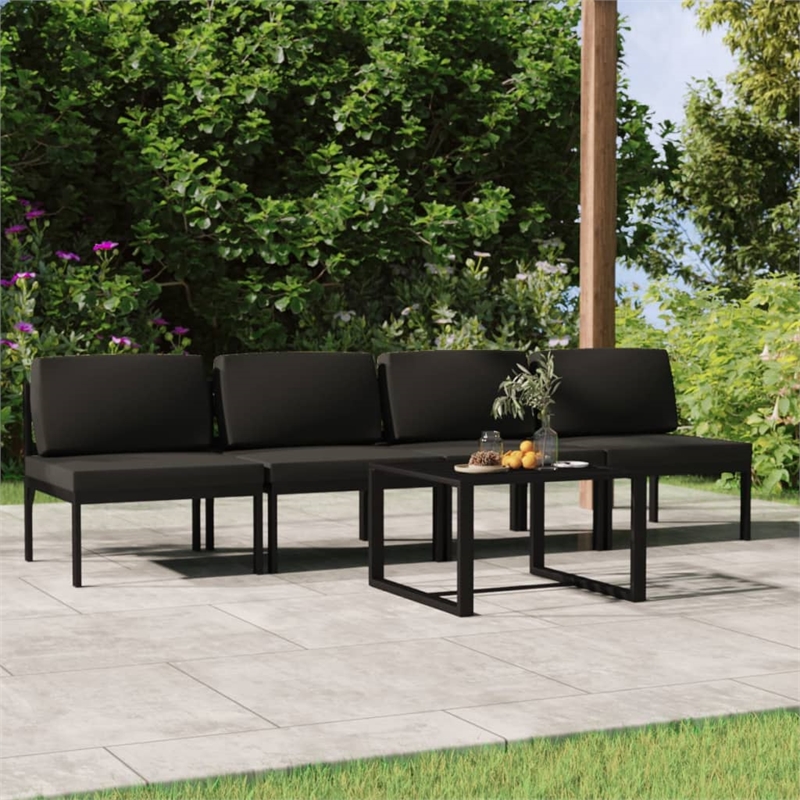 vidaXL 5 Piece Aluminum Large Garden Lounge Set in Anthracite