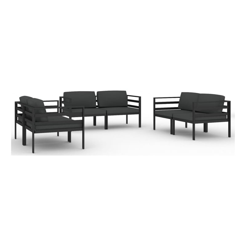 vidaXL 6 Piece Aluminum Large Garden Lounge Set in Anthracite