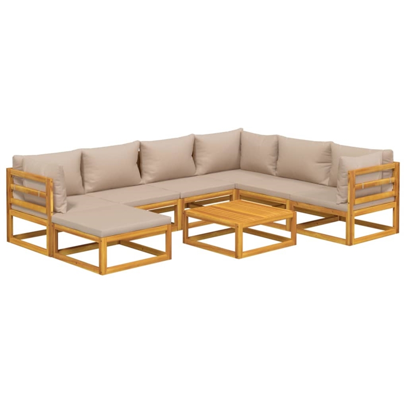 vidaXL 8 Piece Solid Acacia Wood Garden Lounge Set in Natural