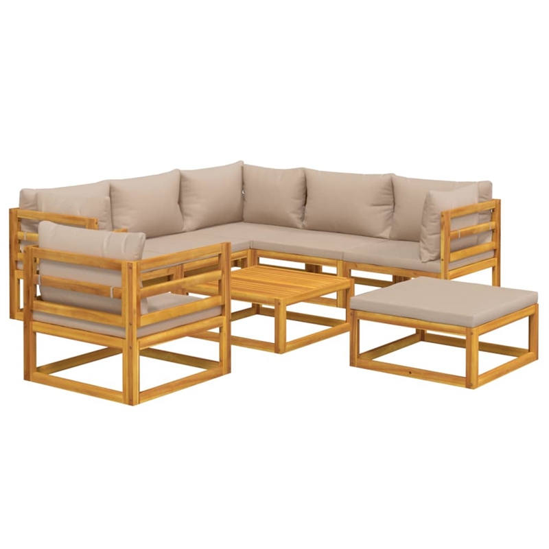vidaXL 8 Piece Solid Acacia Wood Garden Lounge Set in Natural