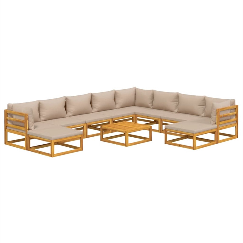 vidaXL 11 Piece Solid Acacia Wood Garden Lounge Set in Natural