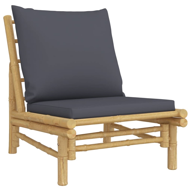 vidaXL 3 Piece Bamboo Garden Lounge Set in Gray/Natural