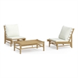 vidaXL 3 Piece Bamboo Small Garden Lounge Set in White/Cream