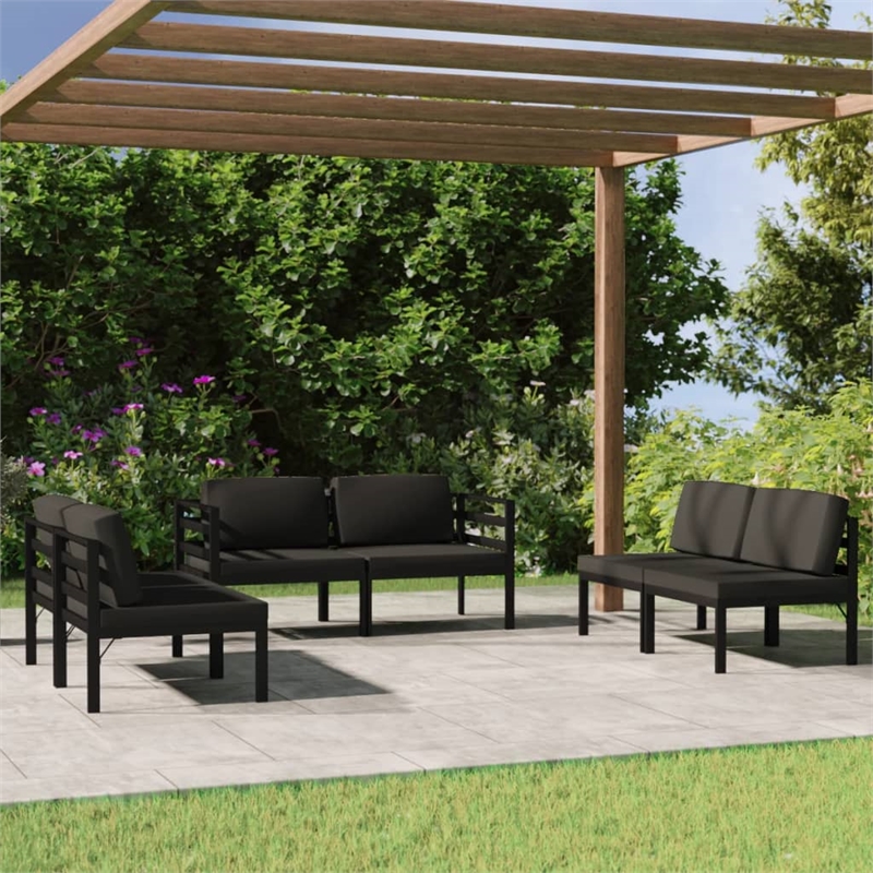 vidaXL 6 Piece Aluminum Large Garden Lounge Set in Anthracite