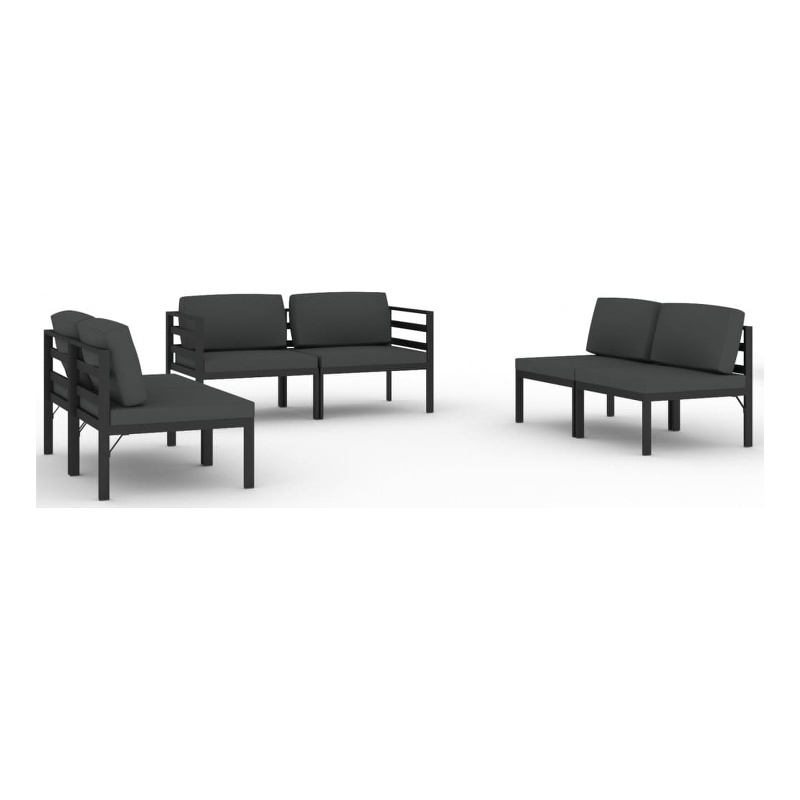 vidaXL 6 Piece Aluminum Large Garden Lounge Set in Anthracite
