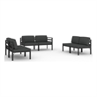 vidaXL 6 Piece Aluminum Large Garden Lounge Set in Anthracite