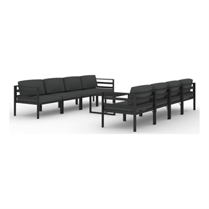 vidaXL 9 Piece Aluminum Garden Lounge Set in Anthracite