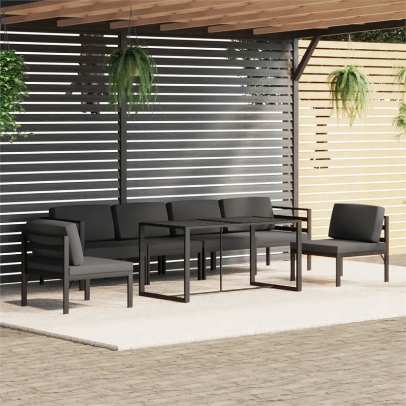 vidaXL 7 Piece Aluminum Garden Lounge Set in Anthracite
