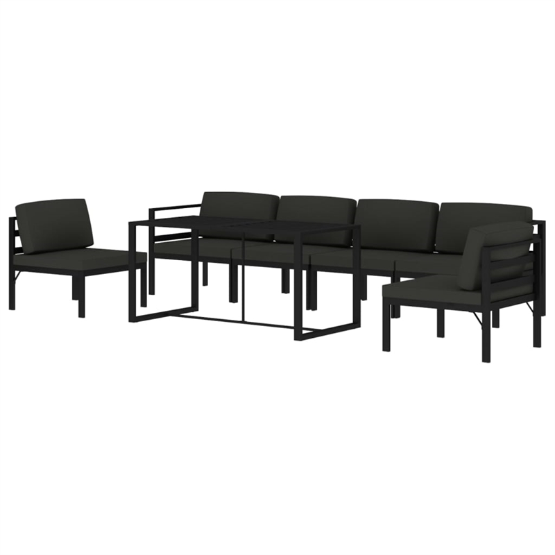vidaXL 7 Piece Aluminum Garden Lounge Set in Anthracite