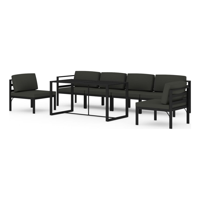 vidaXL 7 Piece Aluminum Garden Lounge Set in Anthracite