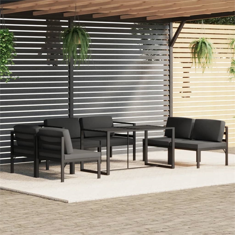 vidaXL 7 Piece Aluminum Large Garden Lounge Set in Anthracite