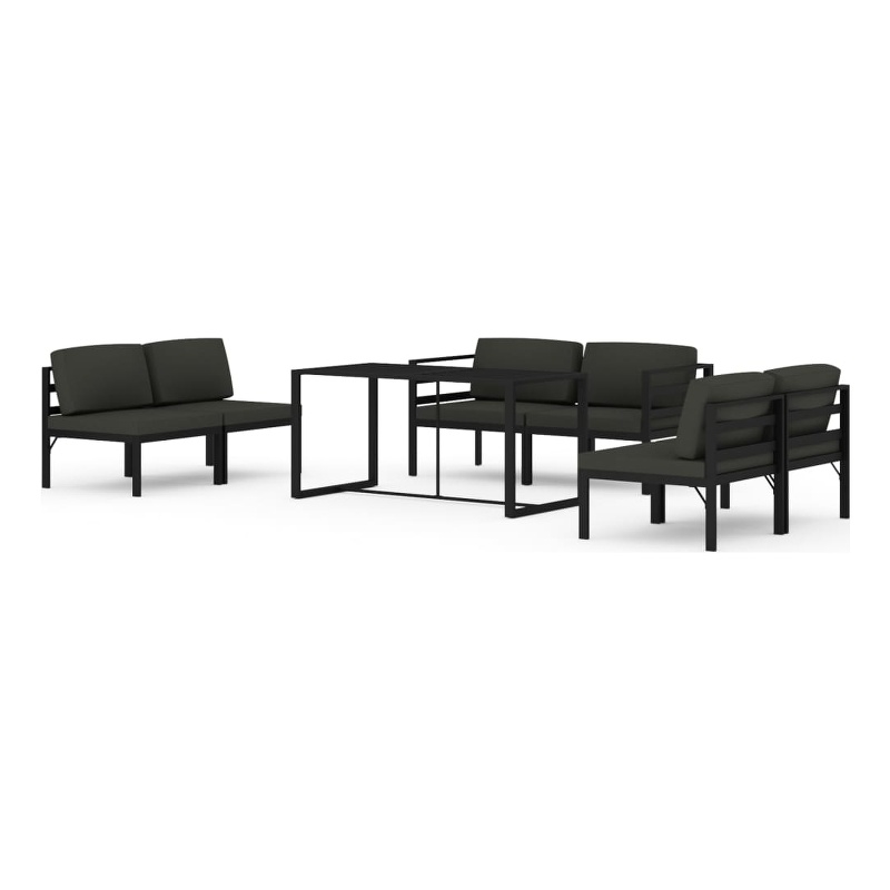 vidaXL 7 Piece Aluminum Large Garden Lounge Set in Anthracite