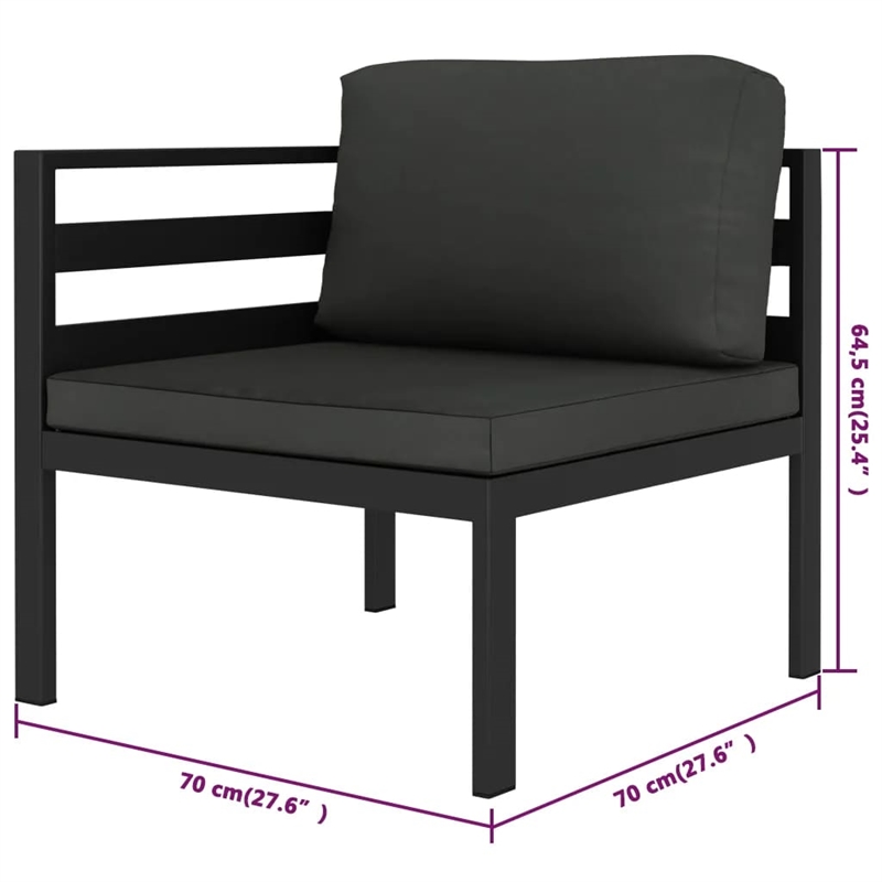 vidaXL 6 Piece Aluminum Garden Lounge Set in Anthracite