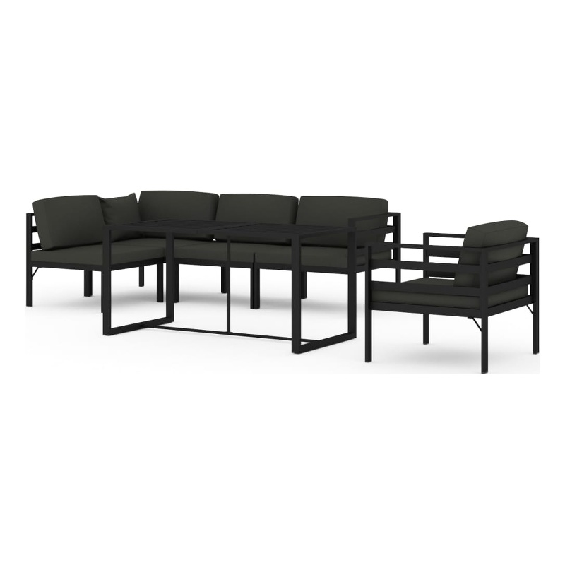 vidaXL 6 Piece Aluminum Garden Lounge Set in Anthracite