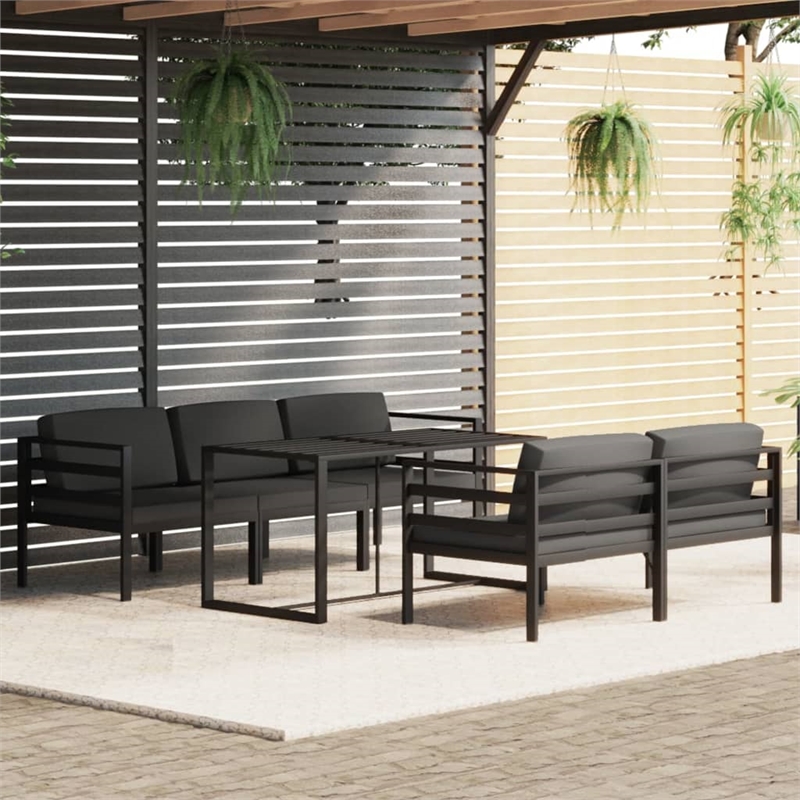 vidaXL 6 Piece Aluminum Garden Lounge Set in Anthracite