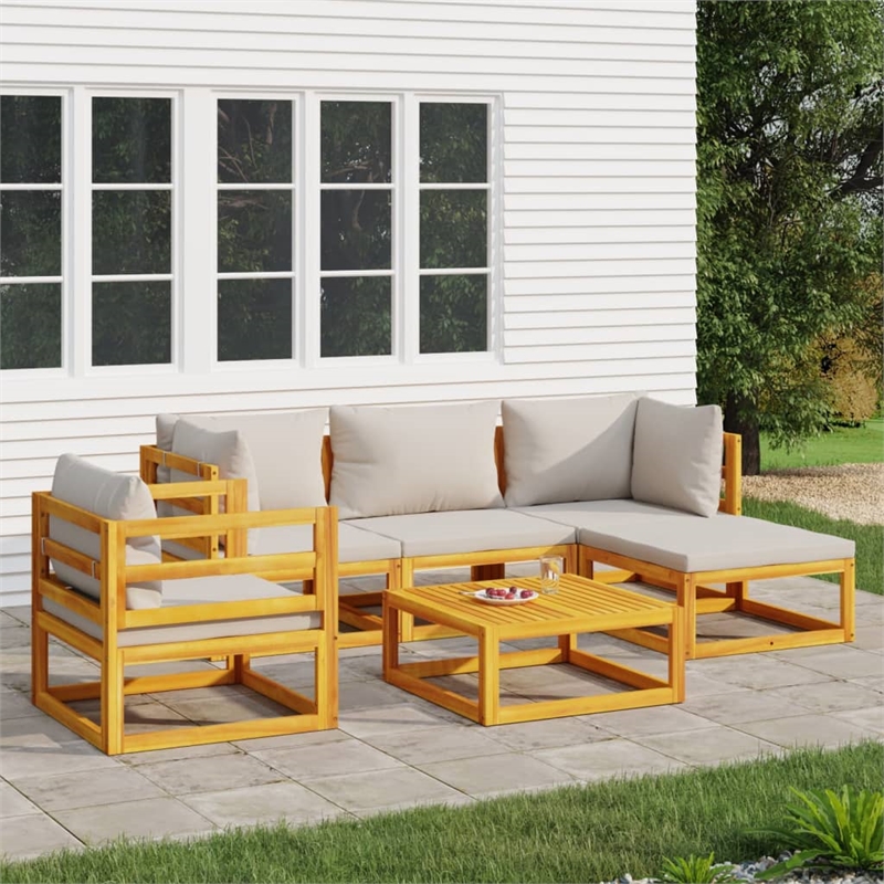 vidaXL Solid Acacia Wood Garden Lounge Set in Gray/Brown