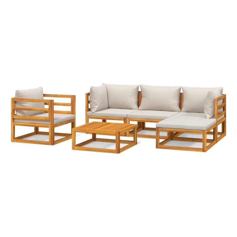 vidaXL Solid Acacia Wood Garden Lounge Set in Gray/Brown