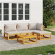 vidaXL 5 Piece Solid Acacia Wood Garden Lounge Set in Gray/Natural
