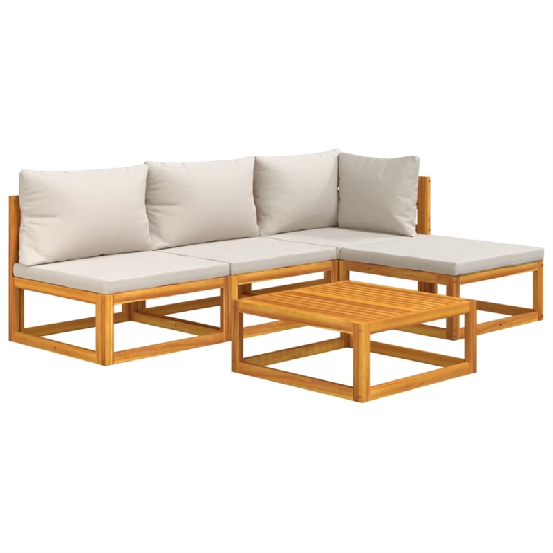 vidaXL 5 Piece Solid Acacia Wood Garden Lounge Set in Gray/Natural