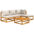 vidaXL 5 Piece Solid Acacia Wood Garden Lounge Set in Gray/Natural