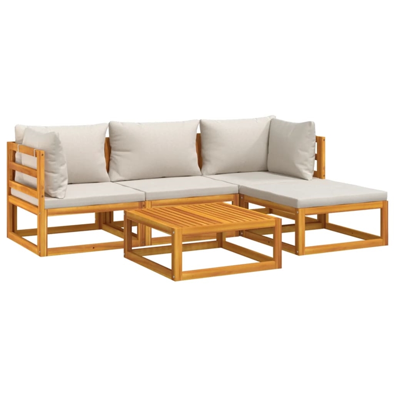 vidaXL 5 Piece Solid Acacia Wood Garden Lounge Set in Gray
