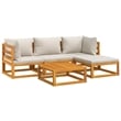 vidaXL 5 Piece Solid Acacia Wood Garden Lounge Set in Gray