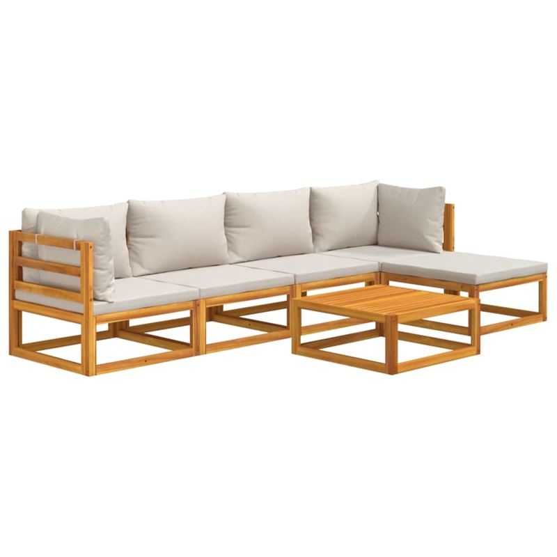 vidaXL 6 Piece Solid Acacia Wood Garden Lounge Set in Gray/Natural