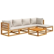 vidaXL 6 Piece Solid Acacia Wood Garden Lounge Set in Gray/Natural
