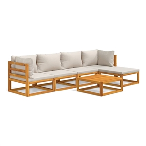 vidaxl 6 piece solid acacia wood garden lounge set in gray/natural