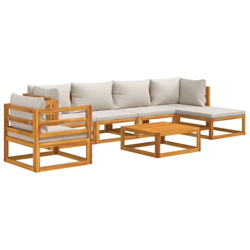 vidaXL 7 Piece Solid Acacia Wood Garden Lounge Set in Gray
