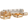 vidaXL 7 Piece Solid Acacia Wood Garden Lounge Set in Gray
