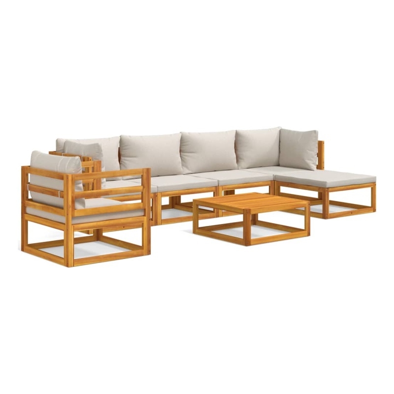 vidaXL 7 Piece Solid Acacia Wood Garden Lounge Set in Gray