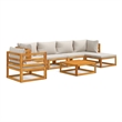 vidaXL 7 Piece Solid Acacia Wood Garden Lounge Set in Gray